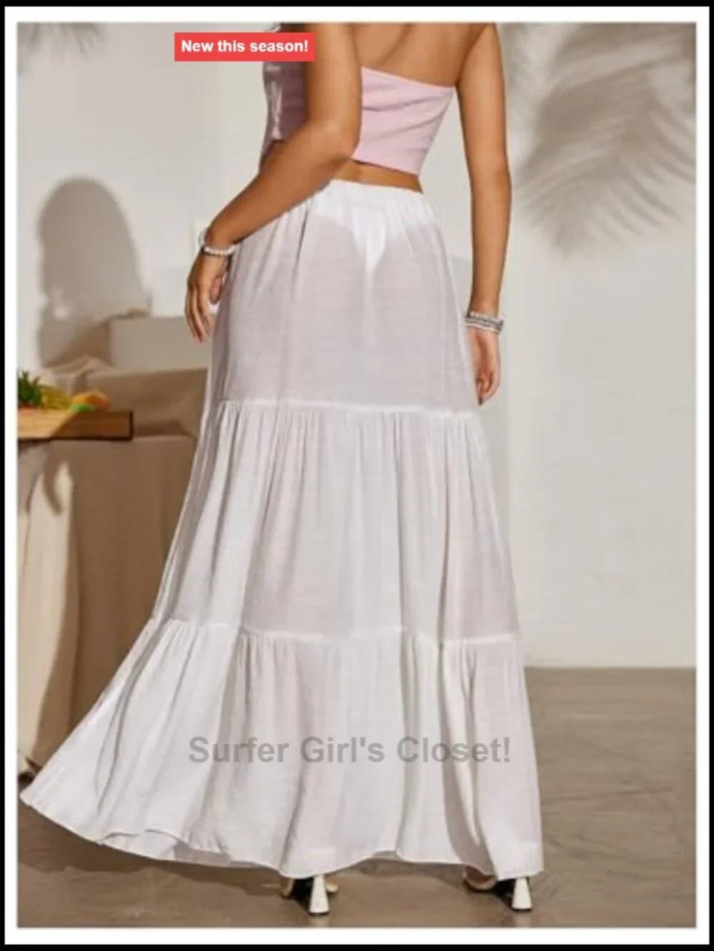 Tiered Maxi Cover Up Skirt with Drawstring Waist